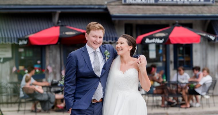Newlyweds at West Falmouth Market in Falmouth Massachusetts