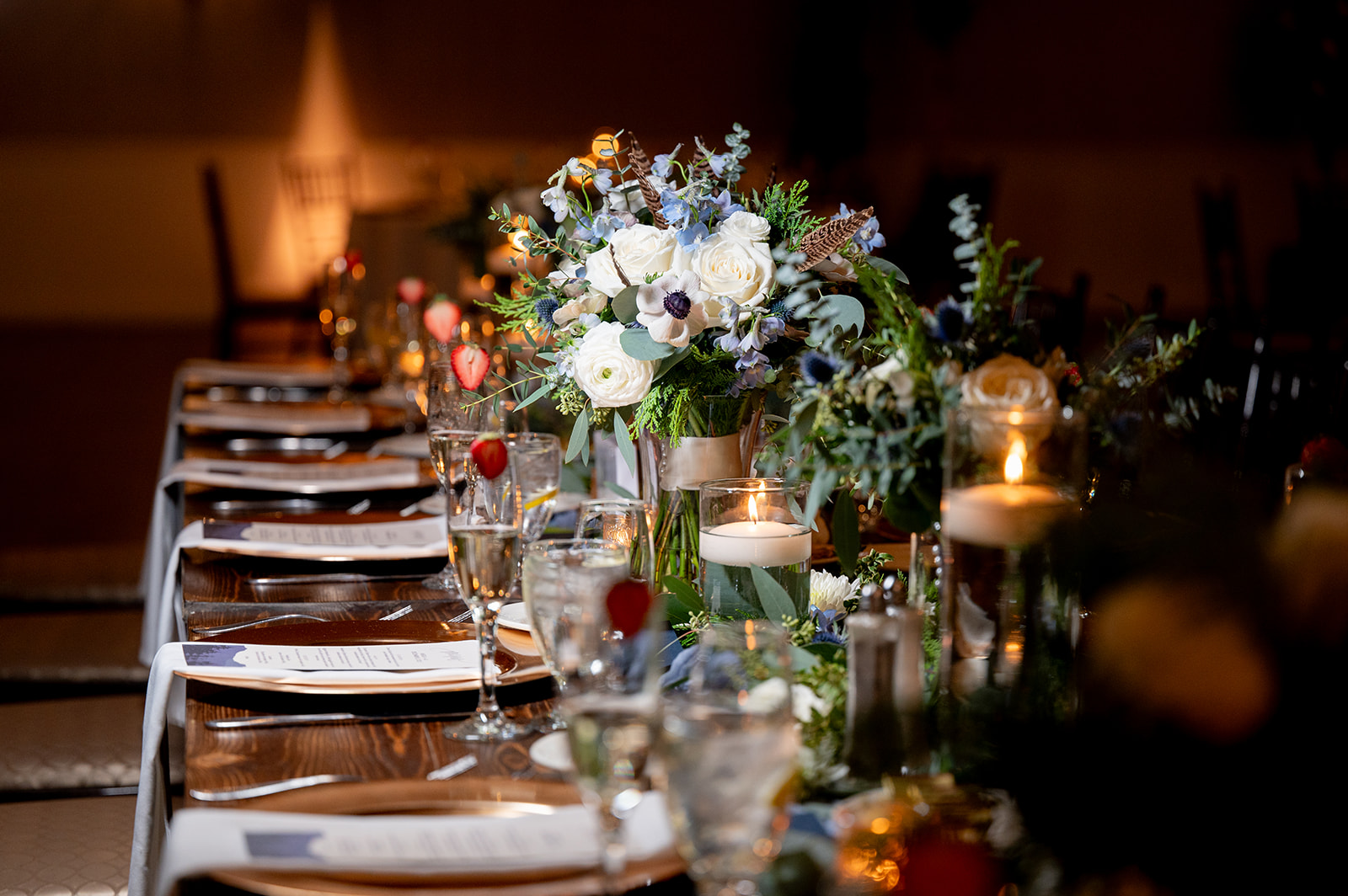 Details of flowers at a wedding at The Chocksett Inn 