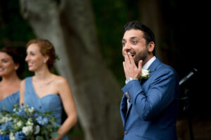 Groom priceless reaction to his bride walking down the aisle