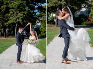 Bride and Groom dancing outside of Willowbend Country Club