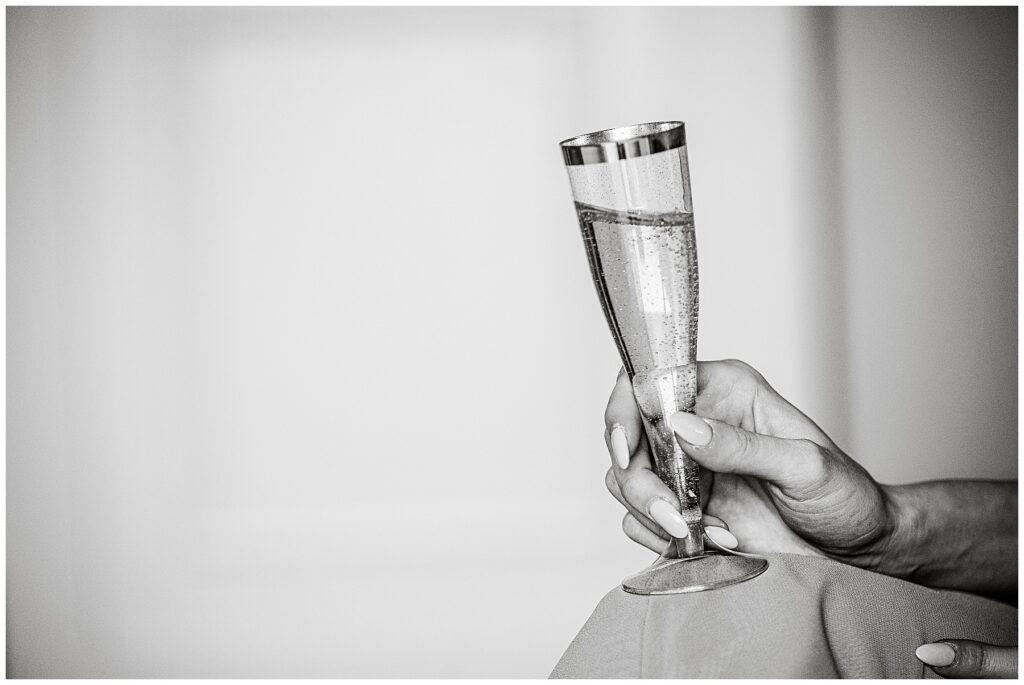 black and white image of champagne 