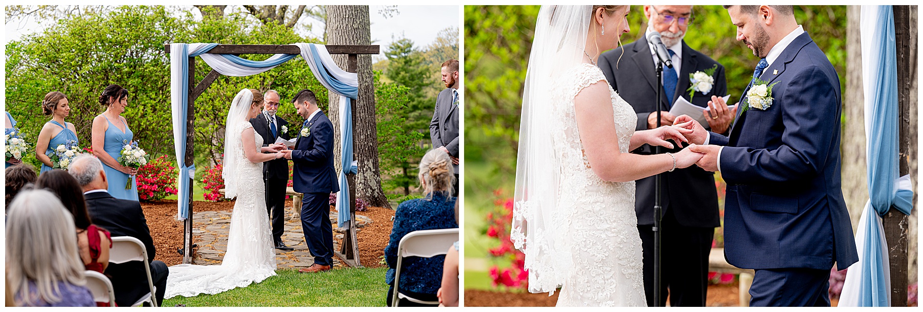 bride and groom exchanging wedding rings 