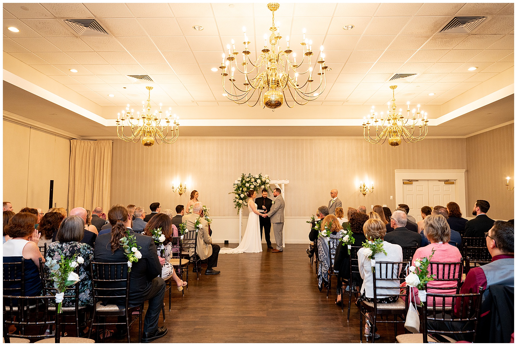 Wide view of the wedding ceremony at Chocksett Inn