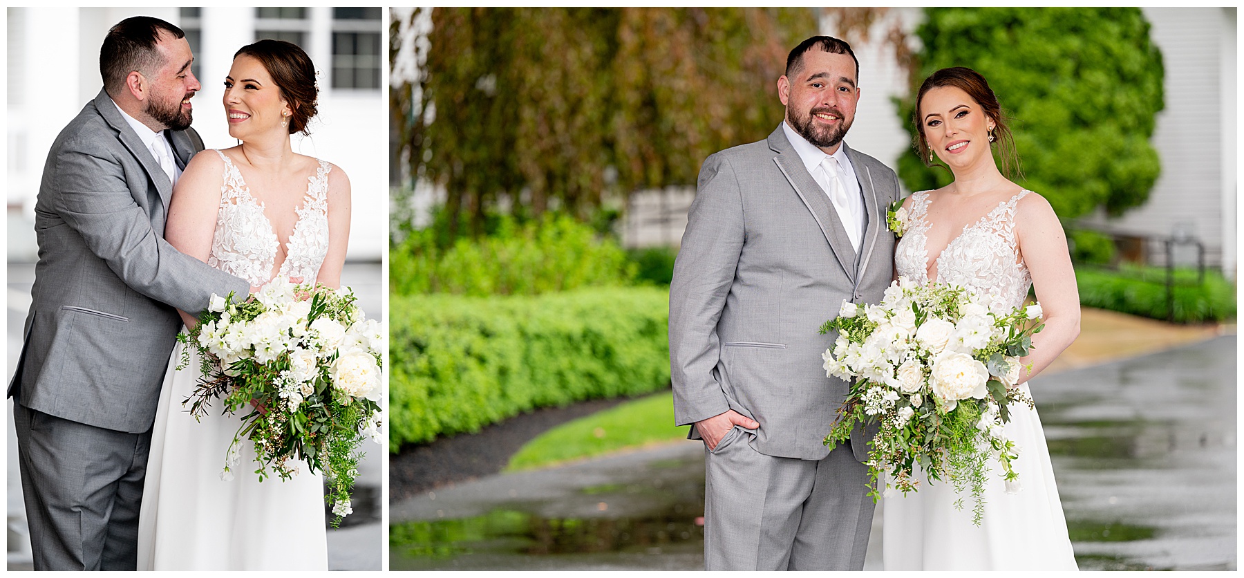 Bride and groom smiling at each other during their wedding day at The Chocksett Inn