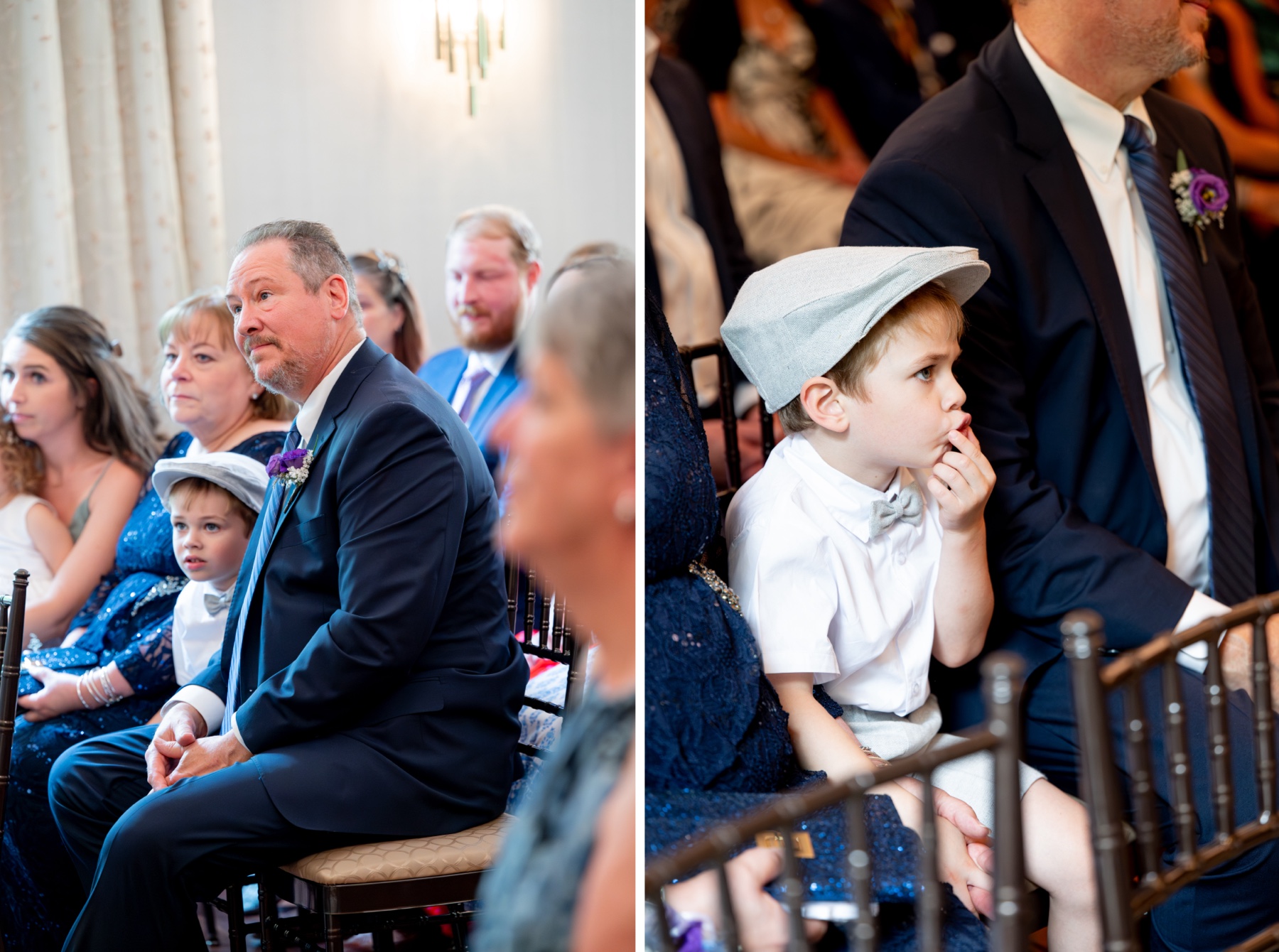 wedding guests look on during the wedding ceremony