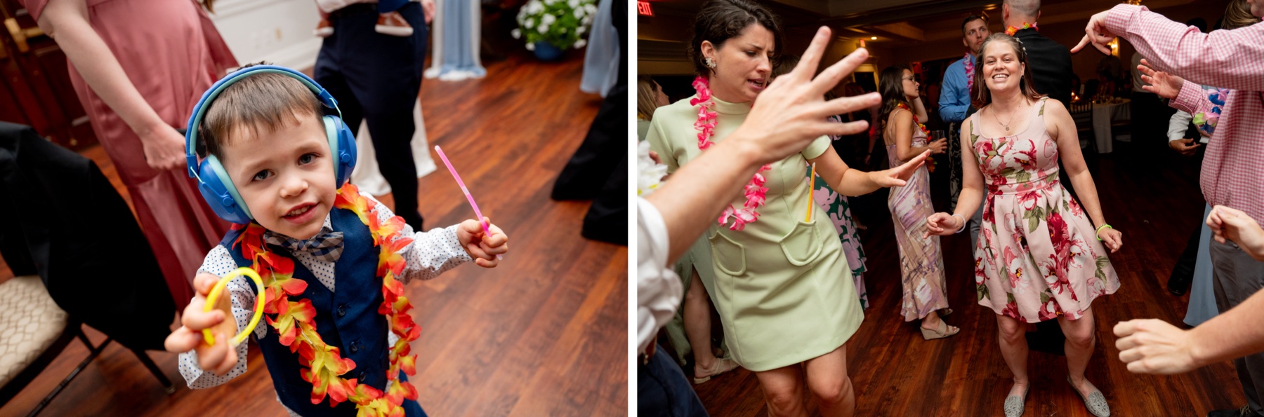 wedding guests dancing on the dance floor 