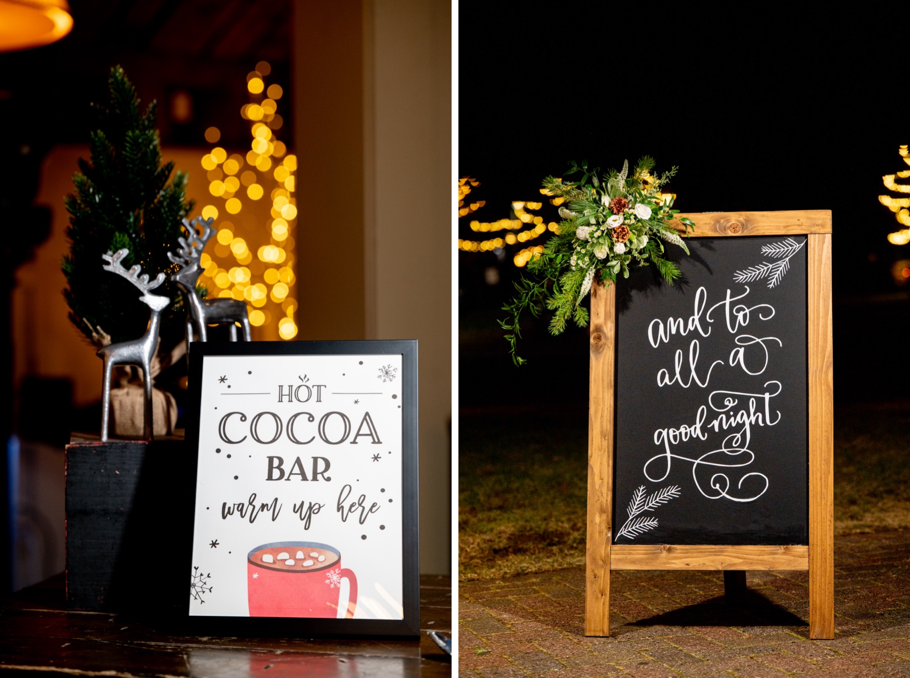 christmas themed signage at a Winter Wonderland Wedding