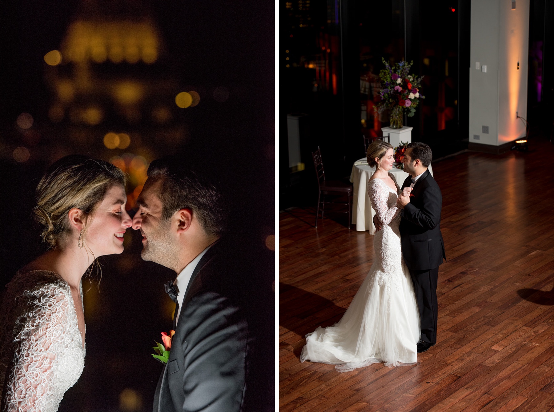 bride and groom dancing at their wedding reception 