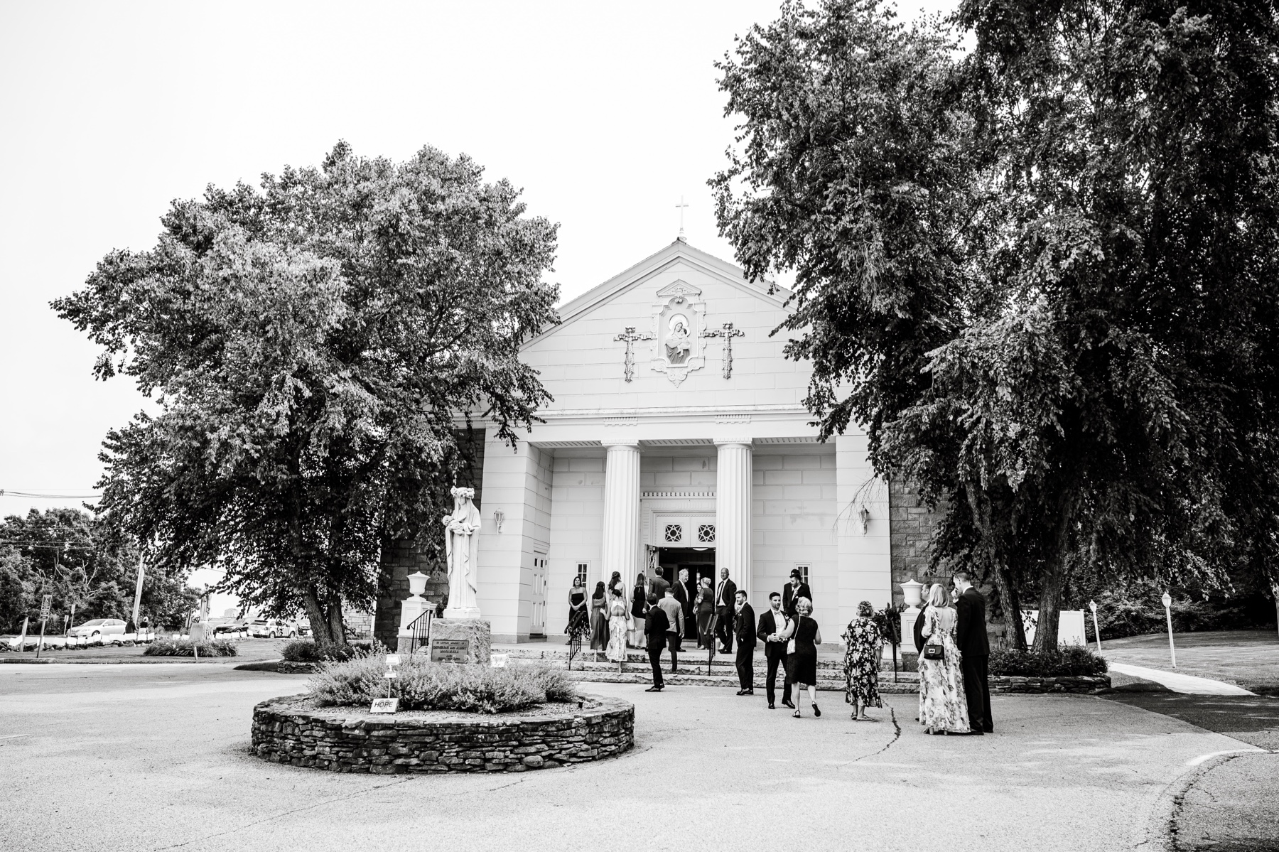 guests walking into the church before the Elegant South Shore Summer Wedding ceremony