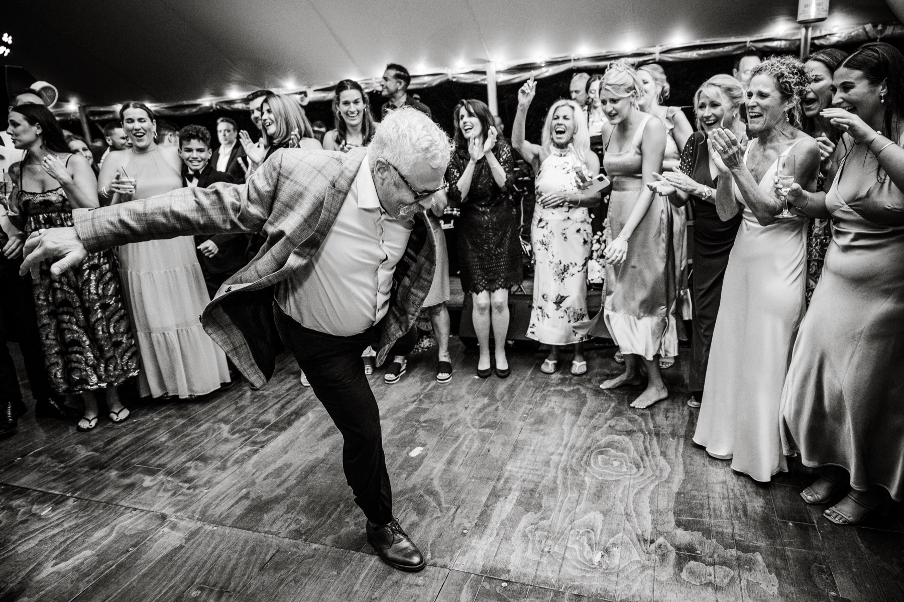 guests dancing at the wedding reception 