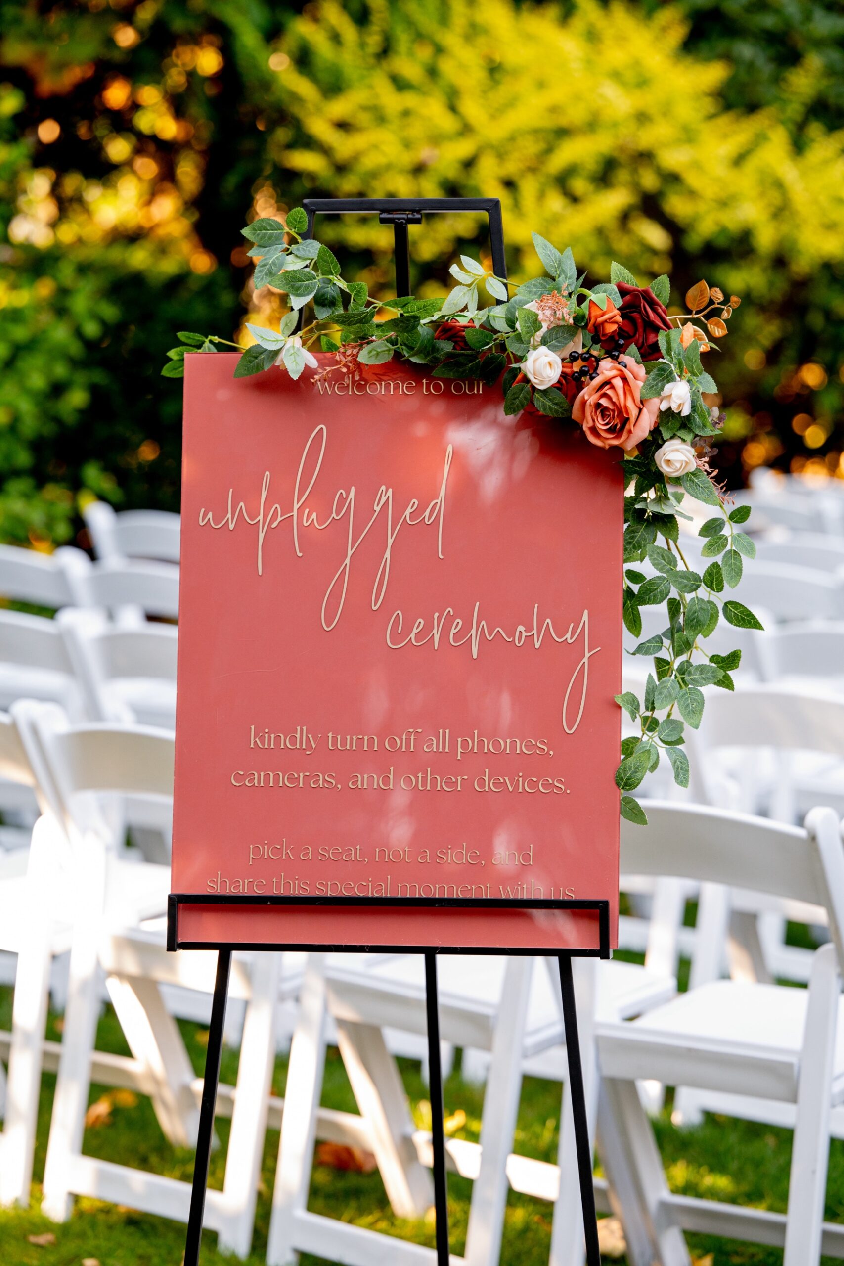 red wedding ceremony signage 