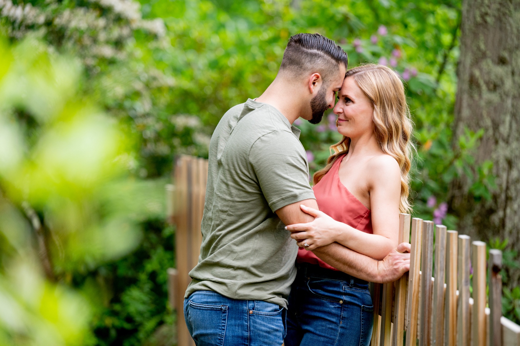 couple at moore state park for engagement session with alicia petitti photography