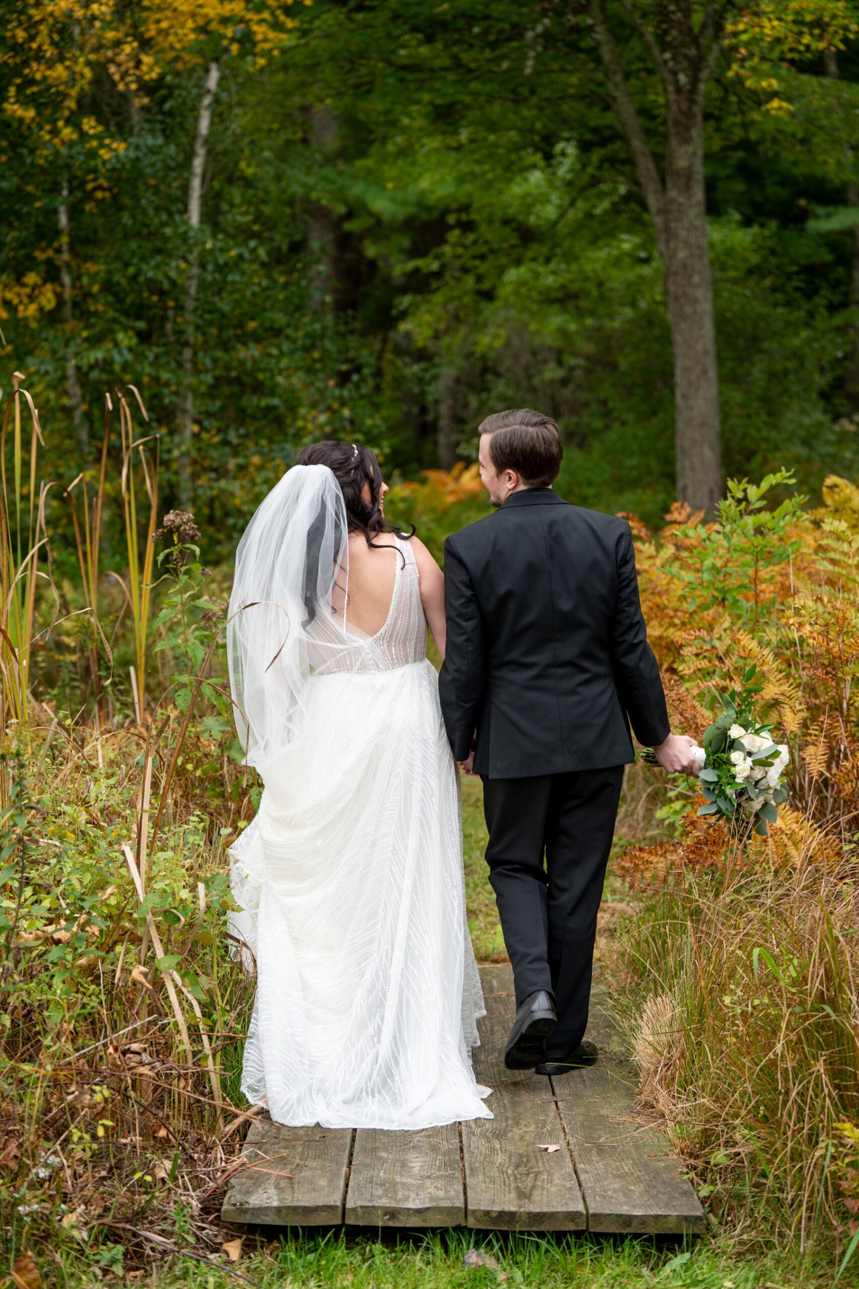 Sterling MA backyard wedding portrait session