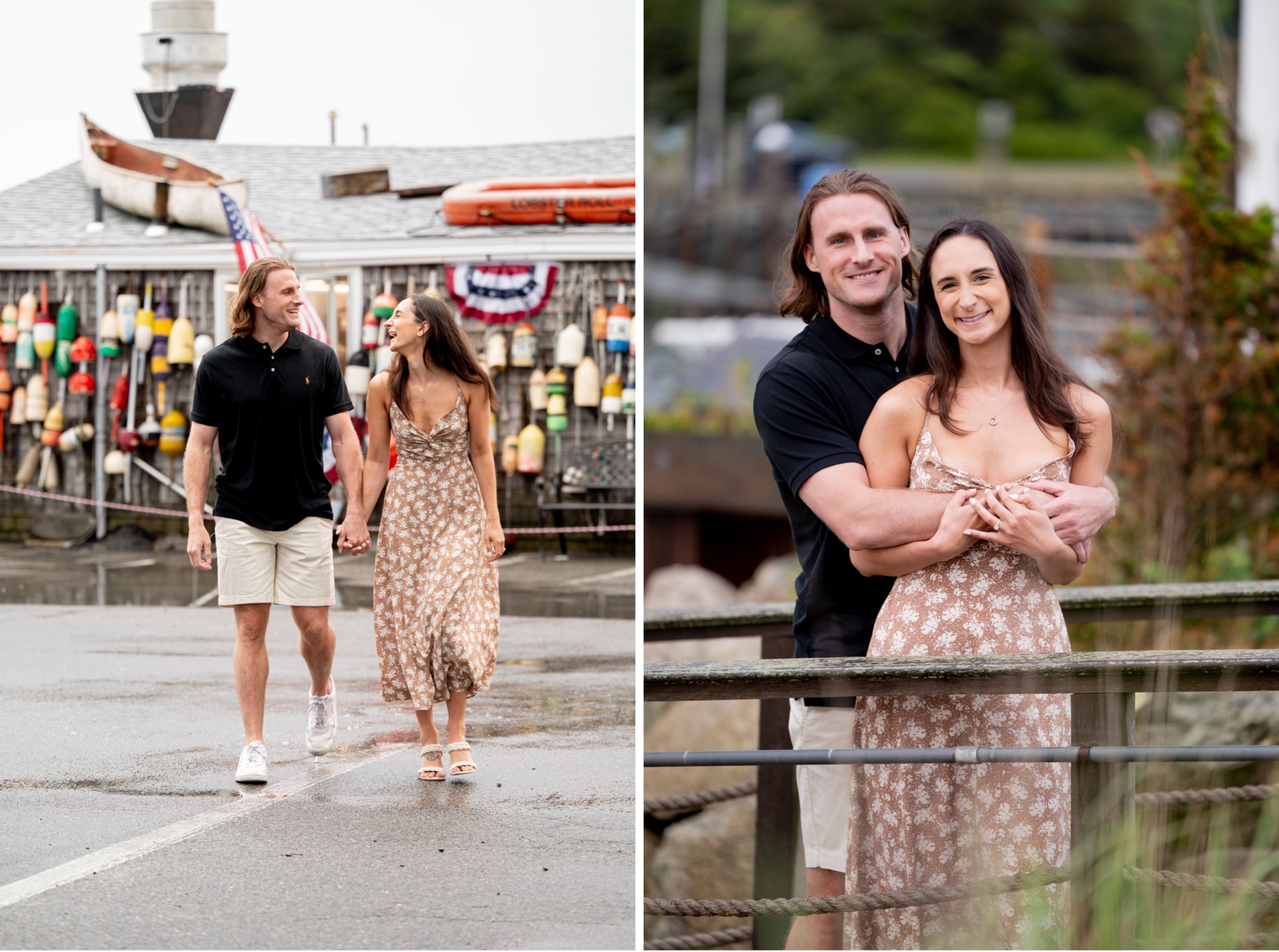 bride & groom hugging during cape cod engagement session