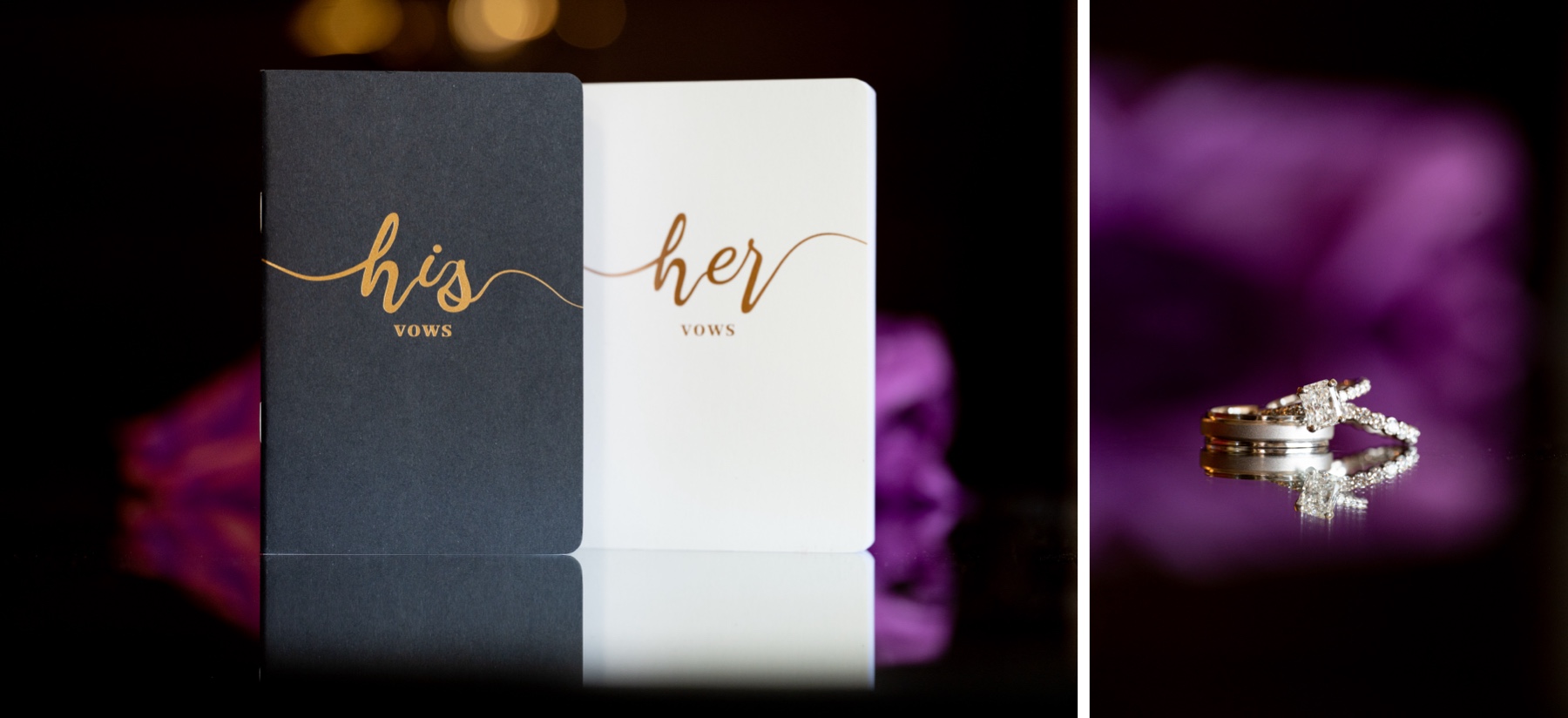 his & hers vow books and wedding rings 