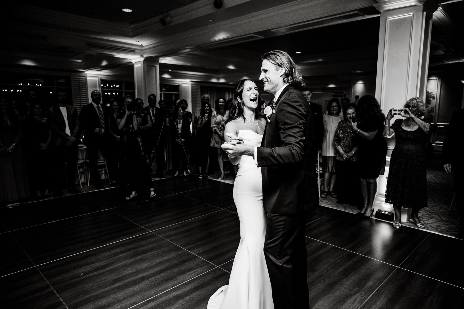 bride and groom dancing their first dance at the Willowbend Cape Cod Wedding