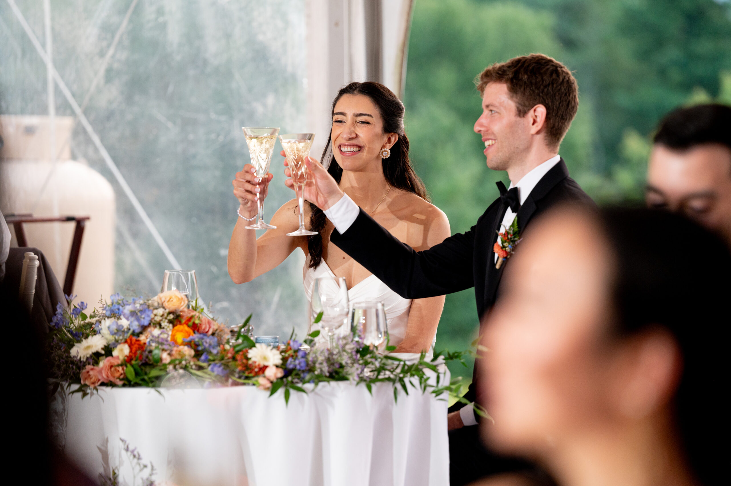 bride & groom at their sweetheart table